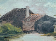 Riverside Cottage – Vintage Landscape Oil Painting